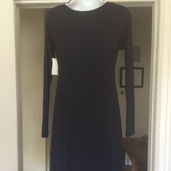 WAYF Blue Deep V-Neck BodyCon Long Sleeve Dress S - Picture 5 of 11